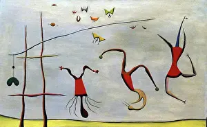 Surrealism Prints: The Jumping Three by Desmond Morris (born 1928); oil on canvas