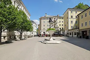 Urban Environment Prints: Kajetanerbrunnen with trees, Kajetanerplatz