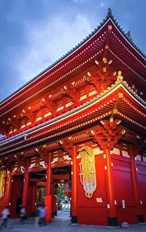 Buddha Prints: Kaminarimon gate and Lantern at night, Senso-ji temple, Tokyo, Japan