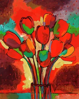 Tulips Prints: Kandinsky's Tulips John Newcomb, Casein, 1991