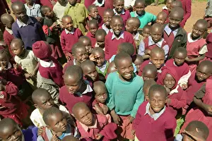 Students Prints: Karimba School with smiling school children in North Kenya, Africa