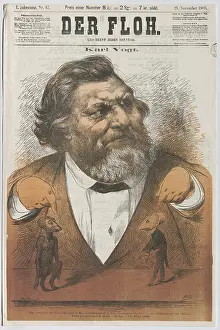 Magazine Prints: Karl Vogt, Natural scientist Carl Vogt tries to present his theory based on Ignaz Kuranda title page of Der Floh