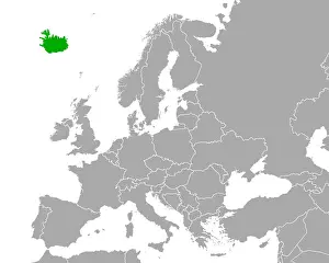 Grau Prints: Karte von Island in Europa - Map of Iceland in Europe Karte von Island in Europa - Map of Iceland in Europe Copyright