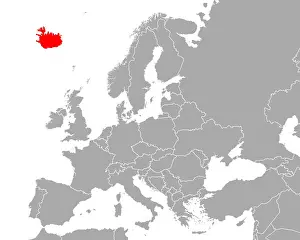 Grau Prints: Karte von Island in Europa - Map of Iceland in Europe Karte von Island in Europa - Map of Iceland in Europe Copyright