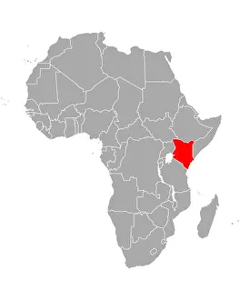 Grau Prints: Karte von Kenia in Afrika - Map of Kenya in Africa Karte von Kenia in Afrika - Map of Kenya in Africa Copyright