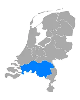 Grafik Prints: Karte von Nordbrabant in Niederlande - Map of North Brabant in Netherlands Karte von Nordbrabant in Niederlande - Map