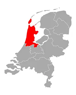 2020 Prints: Karte von Nordholland in Niederlande - Map of North Holland in Netherlands Karte von Nordholland in Niederlande - Map