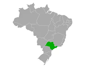 Brazil Prints: Karte von Sao Paulo in Brasilien - Map of Sao Paulo in Brazil Karte von Sao Paulo in Brasilien - Map of Sao Paulo