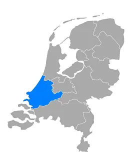 2020 Prints: Karte von Südholland in Niederlande - Map of South Holland in Netherlands Karte von Südholland in Niederlande - Map of