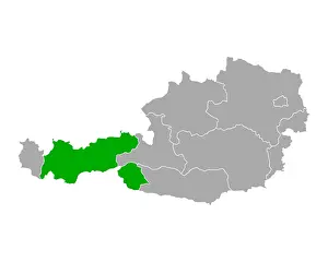 Geography Prints: Karte von Tirol in österreich - Map of Tyrol in Austria Karte von Tirol in österreich - Map of Tyrol in Austria