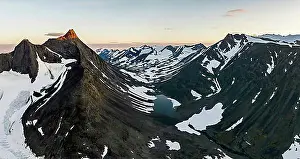 Mountain Chain Prints: Kaskasavagge valley with glacier and mountains