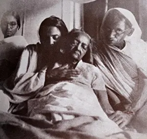 Palace Prints: Kasturba Gandhi wife of Mahatma Gandhi on her deathbed at the Palace of the Aga Khan