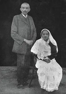 Traditionelle Prints: Kasturba and Mahatma Gandhi at Johannesburg