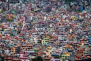 Nepal Prints: Kathmandu's cityscape featuring colourful colourful houses in Nepal