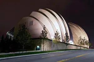 Arts Culture And Entertainment Prints: The Kauffman Center for the Performing Arts at dusk in downtown Kansas City, Missouri, USA