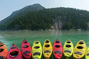 Alaskan Prints: Kayaks at the cruise ship Safari Endeavour in Thomas Bay near Juneau