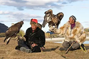 Culture Prints: Kazakh hunters with Golden Eagles (Aquila chrysaetos)