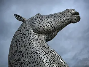 Metallic Prints: The Kelpies, a steel horse sculpture in Falkirk, Scotland, United Kingdom, Europe