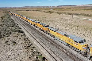 Arid Prints: Kemmerer, Wyoming, Dozens of Union Pacific locomotives are parked in the Wyoming desert