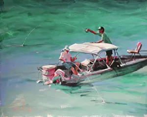 Paintings And Illustration Prints: Key West Fishermen 2004 Patti Mollica (b.20th C. American) Acrylic