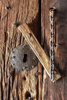 Ethiopia Prints: A keyhole in a wooden door, Bet Meskel (House of the Cross) in Lalibela, Ethiopia