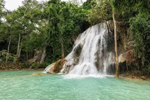 Friedliche Prints: Khoun Moung Keo Waterfall Khoun Moung Keo Waterfall famous hidden waterfall near Kuang Si Waterfall in Luang Prabang