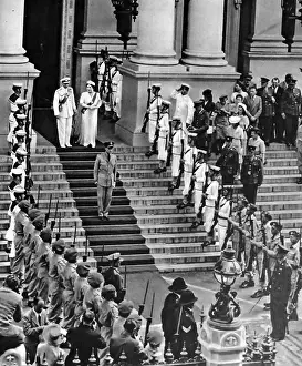 George Prints: King George V and Queen Elizabeth open the South African parliament in Cape town 1947