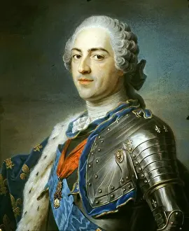 18th Century Prints: King LOUIS XV, 1710-74, pastel by Maurice Quentin de la Tour, 1704-88