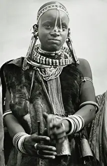 Jewellery Prints: Kipsigis tribal girl in traditional clothing, Kenya