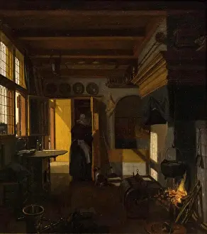 Kitchen Interior; 166 Oil on canvas mounted on panel Emanuel de Witte Dutch; about 1617-1691 or 1692