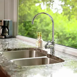 Renovation Prints: Detail Of Kitchen Sink With Granite Countertop; Victoria Vancouver Island British Columbia Canada