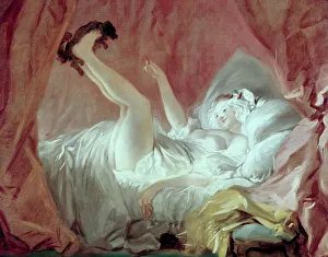 Lying On Back Prints: La Giambette Jean Honor Fragonard (1732-1806 French) Oil Sketch