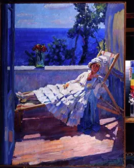 Art Nouveau Prints: A lady on the balcony by Vinogradov