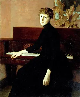 Oil On Canvas Prints: Lady at the Piano. Julian Alden Weir (1852-1919). Oil on canvas. 119.4 x 99.2cm