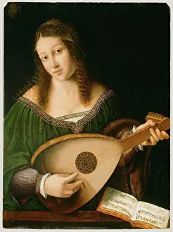Panel Prints: Lady Playing a Lute; Bartolomeo Veneto and workshop