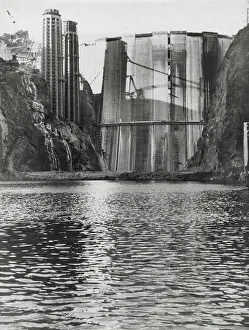 Colorado River Prints: Lake Forming Behind Boulder Dam -- The quantity of water that has been stored since the flow has been stopped