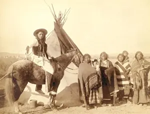 1890s Prints: Four Lakota women standing, three holding infants in cradleboards