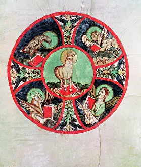 Angel Prints: The Lamb Of God Surrounded By The Symbols Of The Evangelists 9th C