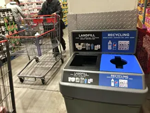 Trash Prints: Landfill vs recycling trash cans in Costco, Queens, New York