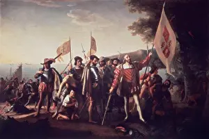 Group Of People Prints: Landing of Columbus John Vanderlyn (1775-1852/American)
