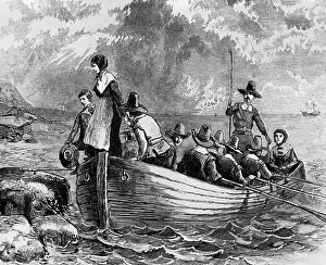 Water Vehicle Prints: Landing of the Pilgrims at Plymouth Rock 1620 American History