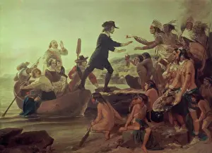 Bare Chest Prints: Landing of Roger Williams 1636 Alonzo Chappell (1828 -1887 American)
