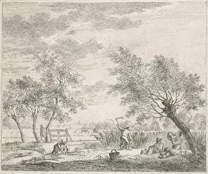 Adapted Prints: Landscape with corn harvest, Johannes Janson, 1783