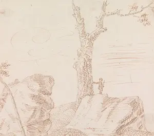 Landscape with Figure, Standing on Large Rock