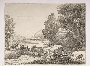 Pejzaze Prints: Landscape from the Midnight Mass and shepherd; Lorrain