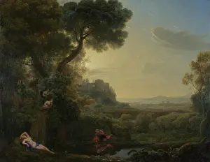 Myth Prints: Landscape with Narcissus and Echo by Lorrain