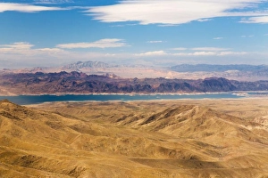 Nevada Prints: landscape and nature concept - aerial view of grand canyon and lake mead from helicopter
