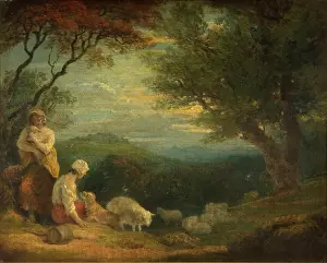 Oil Painting Prints: Landscape With Women, Sheep and Dog, 1830. By Richard Westall