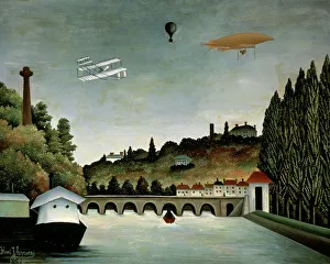 Arch Bridge Prints: Landscape With Zeppelin 1908 Henri Rousseau (1844-1910 French) Pushkin Museum of Fine Arts