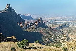 Ethiopia Prints: Large African Rift Valley, northern foothills with Koraro rock needles in the Gheralta Mountains